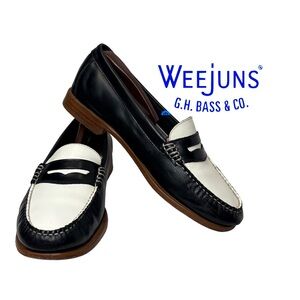 G.H. Bass & Co. Weejuns 7:5 M women’s Black & White Penny Loafer Slip-Ons